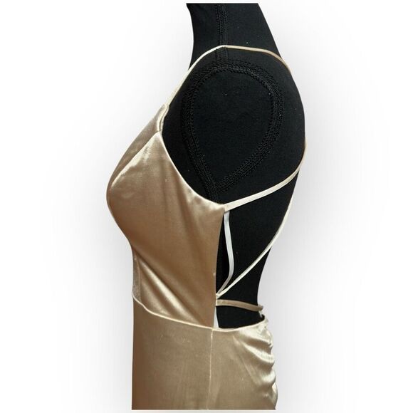 NWOT City Triangles Womens Satin Maxi Dress Champagne Size XS - Picture 7 of 10